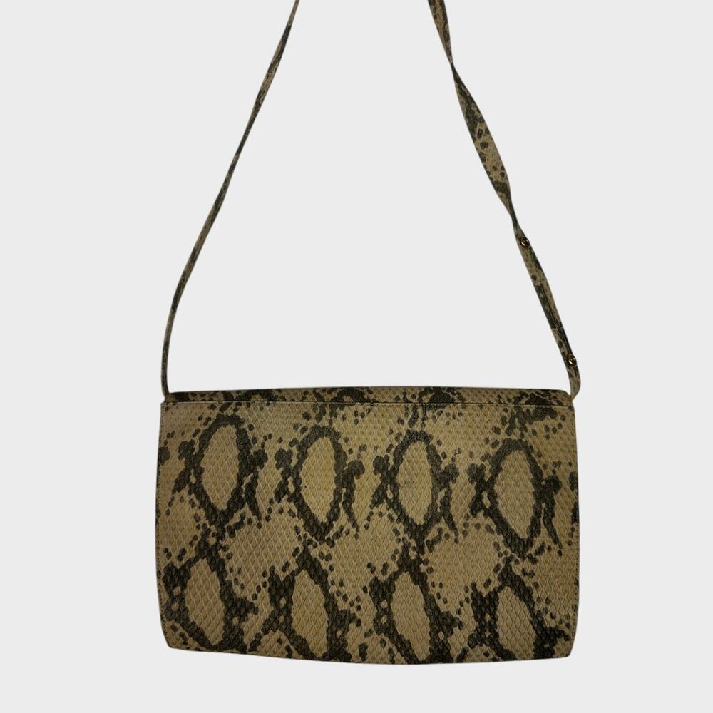 Timothy Hitsman Vintage Made in Spain Snakeskin Pattern Envelope Clutch - Picture 8 of 9